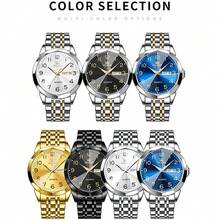 OLEVS. OLEVS Men Watches Gold Silver Business Dress Luxury Wrist Watch Luminous Easy Reader Waterproof Stainless Steel Watch For Men - 彩色 - 查看 10