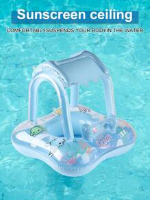1pc Inflatable Sun Bell Swimming Ring, Armpit Ring, Outdoor Leisure Beach Essential, Pool Party Float, Sunbathing Accessory! - Blue - View 4