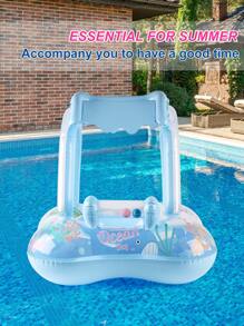 1pc Inflatable Sun Bell Swimming Ring, Armpit Ring, Outdoor Leisure Beach Essential, Pool Party Float, Sunbathing Accessory! - Blue - View 2
