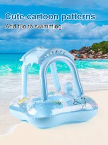 1pc Inflatable Sun Bell Swimming Ring, Armpit Ring, Outdoor Leisure Beach Essential, Pool Party Float, Sunbathing Accessory! - Blue - View 3