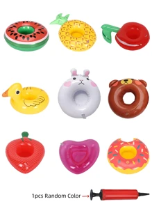 9 piezas Portavasos inflables multicolor aleatorios para piscina, adecuados para vasos con un diámetro de aproximadamente 3 pulgadas, incluye una bomba de aire. Accesorios de piscina, artículos esenciales de playa, accesorios de playa, flotador de piscina