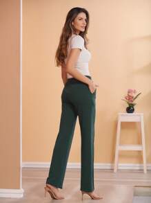 Women Pants - 墨綠色 - 查看 5