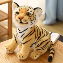 1 入/個逼真老虎毛絨玩具填充動物娃娃生日禮物老虎吉祥物抱枕 - 彩色 - 查看 3