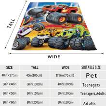 1pc Cozy Multi-Use Flannel Blanket – Cartoon Truck Pattern, Ideal For All Seasons, Easy Maintenance, Perfect Gift
