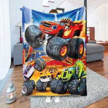 1pc Cozy Multi-Use Flannel Blanket – Cartoon Truck Pattern, Ideal For All Seasons, Easy Maintenance, Perfect Gift