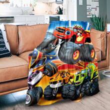 1pc Cozy Multi-Use Flannel Blanket – Cartoon Truck Pattern, Ideal For All Seasons, Easy Maintenance, Perfect Gift
