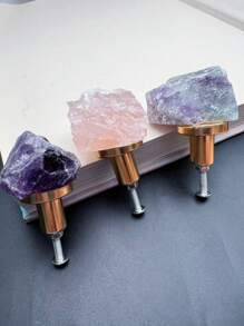 1 núm tủ và ngăn kéo bằng pha lê thô tự nhiên, tay nắm và núm tủ bằng thạch anh hồng Fluorite, tay nắm cửa tủ quần áo bằng đá quý cho cửa gấp, tủ bếp, tủ quần áo, phòng tắm - Nhiều màu - Xem 2