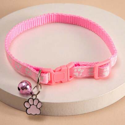 1 pezzo Collare per animali domestici con ciondolo a forma di zampa, collare regolabile per gatti e cani con decorazione a campanella