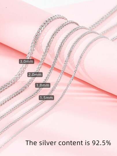 Chopin-kedjehalsband i 925 silver, tjockt kedjehalsband i massivt silver för kvinnor och män, avslappnad tröjkedja, nyckelbenskedja, enkel silverkedja