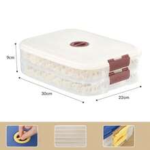 1 contenedor para almacenar empanadas, caja transparente segura para el congelador para uso doméstico, conservación de verduras y alimentos - Beis - Ver 4
