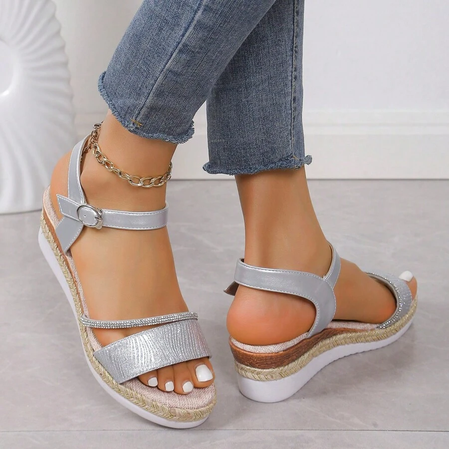 Sandales épaisses d"été pour femmes, chaussures de mode - Argent - Voir 1