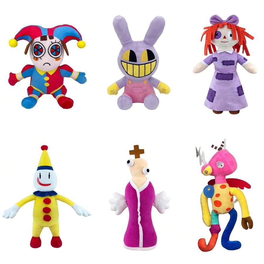 Kit 6 Peluches Circo Digital Muñeca Pomnis Conejo Jax Ragatha Caine Zooble Kinger Kaufmo Gangle Digital Circus Modelos - Lila Púrpura - Ver 1