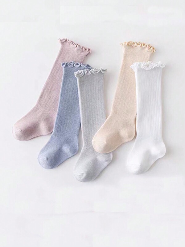5 Pairs Thin Cotton Children Socks, Loose Tops, Spring & Summer, Toddler Over-The-Knee Long Socks