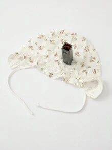 TUTUYA Baby Girl Princess Floral Lace Trimmed Thin Ear Ion Fashionable Cap - White - View 9