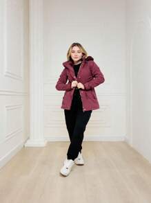 Women Trench Coats - 酒紅色 - 查看 3