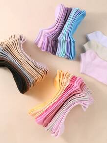 1/10/20Pairs Women's Soild Random Color Summer Low Cut Socks, Thin Low Vamp Ankle Socks