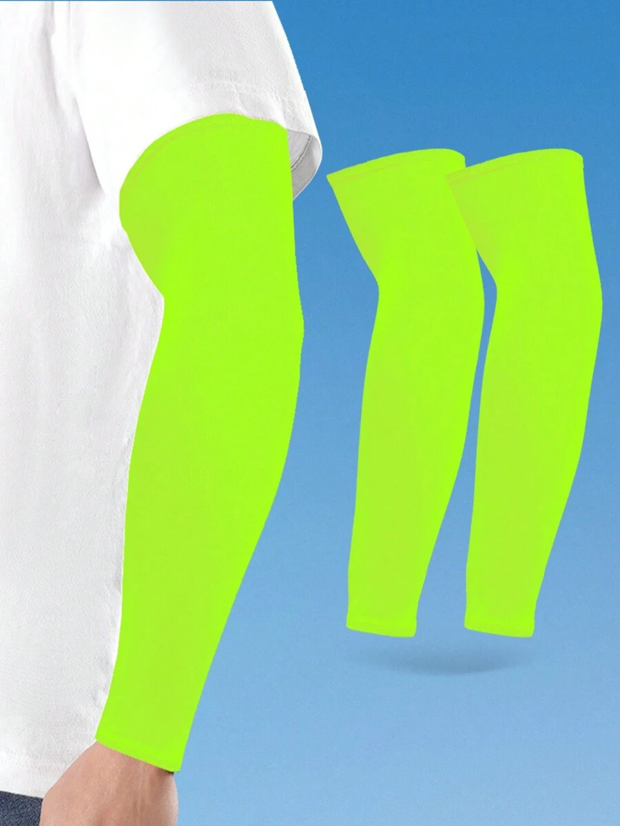 防晒抗紫外线 1 对冷却臂套，适合骑自行车、夏季户外活动、高尔夫、防紫外线、舒适透气冰丝，适合骑自行车和骑摩托车 - 綠色 - 查看 1