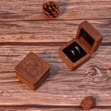 Boîte à bague de mariage en bois naturel personnalisée, boîte à bague de fiançailles gravée personnalisée, porte-bague carré, anniversaire, support de rangement de boîte à bague, beau cadeau souvenir pour maman à la fête des mères