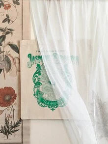 VOESETO 1入組《最後的氣宗2024》茉莉龍茶圖案托特包，帆布肩袋，適用於旅行，日常通勤，女性可重複使用購物袋，是她最好的禮物，時尚折疊肩袋，夏日海灘假期包 - 米色 - 查看 5