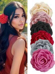 1 Piece Of Women's Three-Dimensional Flower Claw Clip, Spring And Summer Hair Claw To Fix Hair Flower Clip, Suitable For Vacation Hair Accessories,Valentine's Day Couples As A Gift Hair Accessories Valentines - Multicolor - View 7