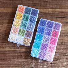 2盒約1500顆6mm珍珠珠子，30種顏色隨機塑料分隔珠子，適用於珠寶耳環手鍊藝術製作，派對生日母親節禮物 - 彩色 - 查看 3