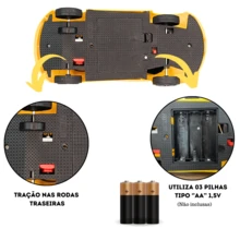 Carrinho Controle Remoto De Volante Carro Brinquedo Infantil - Amarelo - Visão 5