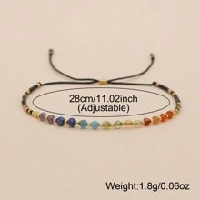 1pc Boho Style Summer Bracelet With Semi-Precious Stones, Colorful Glass Beads, Adjustable, Handmade, Great Gift For Women