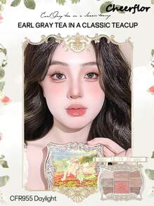 CHEERFLOR 浮雕彩妆盘，哑光闪光粉眼影盘，显色度高，持久亮泽闪光哑光眼影，轻盈、顺滑，带镜面、荧光笔轮廓腮红粉一体式彩妆盘 - CFR955 - 查看 4