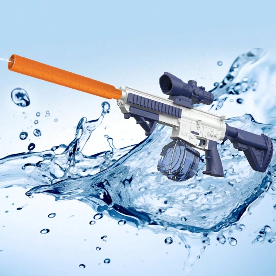 M416電動水槍玩具，適用於戶外活動，夏季玩水遊戲，射程高達26英尺（8-10米），水槍長2.46英尺。夏季玩水槍玩具適合成人和兒童 - 適合室外游泳射擊遊戲。螺絲刀顏色隨機。 - 海軍藍 - 查看 1