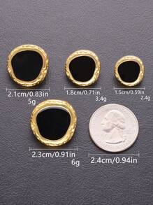 5pcs/Lot Unique Hammer Pattern Hand-Painted Mirror Oil Paint Metal Buttons For Women Clothing Sewing DIY Decoration Of Knitting Cardigan Windbreaker Coat Suit - 24K Imitation Gold + Black - View 17