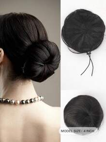 4英寸黑棕色髮髻，女人、女孩、淑女假髮芭蕾舞髻，髮髻飾品 - 黑色 - 查看 2