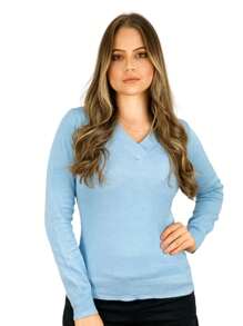 Women Knit Tops - Baby Blue - View 2