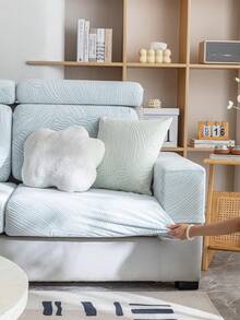 1pc Elastic Thicken Sofa Cushion Cover, Four Seasons General Modern Minimalist Sofa Cover With Full Coverage, Dust-Proof And Stain Resistant Sofa Mat, Machine Washable And Water Washable, Suitable For Living Room L-Shaped Sofa And 1234 Seats - Baby Blue - View 9