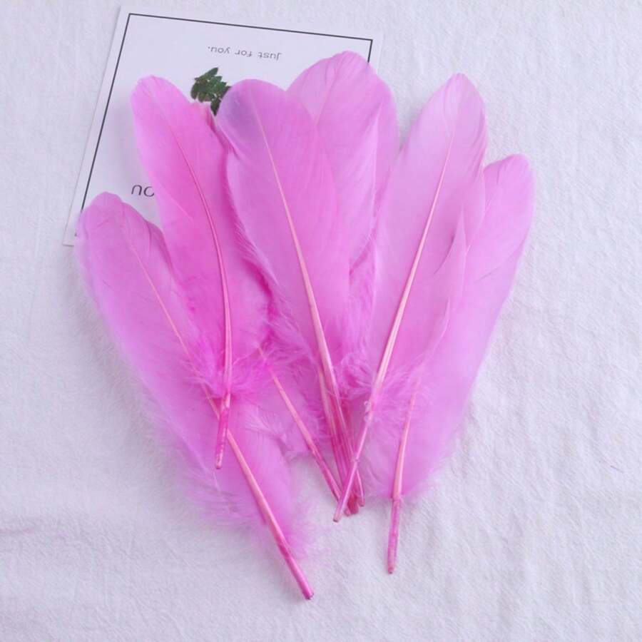 50 piezas de plumas para manualidades decorativas hechas a mano - Rosa - Ver 1