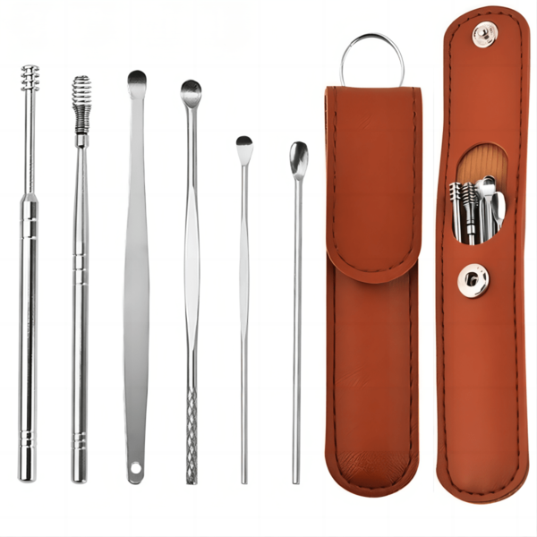 kit de 6 Pçs Limpador De Orelha De Aço Inoxidável , Ferramenta De Remoção De Ouvido Para Adultos E Bebês cor enviada aleatoriamente