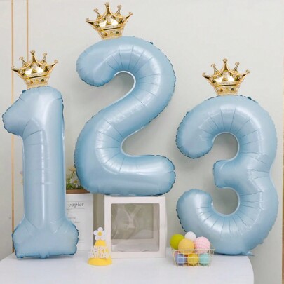 2pcs 40-Inch Number 0-9 + Crown Foil Balloon For Birthday, Anniversary, Party Decorations