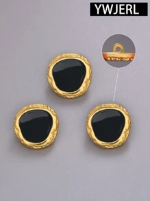 5pcs/Lot Unique Hammer Pattern Hand-Painted Mirror Oil Paint Metal Buttons For Women Clothing Sewing DIY Decoration Of Knitting Cardigan Windbreaker Coat Suit - 24K Imitation Gold + Black - View 11