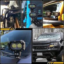 Bicolor Led Auxiliary Headlights For Car And Motorcycle Magnifying Light Double Focus 2pcs - Black - View 8