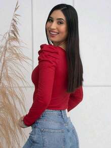 Women Blouses - 紅色 - 查看 2