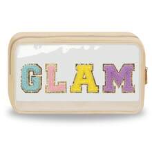 Chenille Letter Clear Makeup Bags Mama Pouch, Preppy Patch Makeup Bag With Zipper, Transparent PVC & Nylon Waterproof Portable Glitter Cosmetic Bag Travel Toiletry Storage For Women Girls,Make Up Organizer Wash Bag For Travel Back To School Bathroom Dorm Essentials Travel Essentials Gift For Christmas For Makeup Tools For Girl Mom, Perfect For Music Festival - Multicolor - View 20