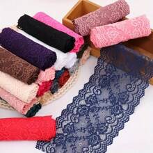 Viền ren co giãn 1m, rộng 15cm, nhiều màu, chất liệu thủ công may trang trí DIY - Màu xanh hải quân - Xem 3