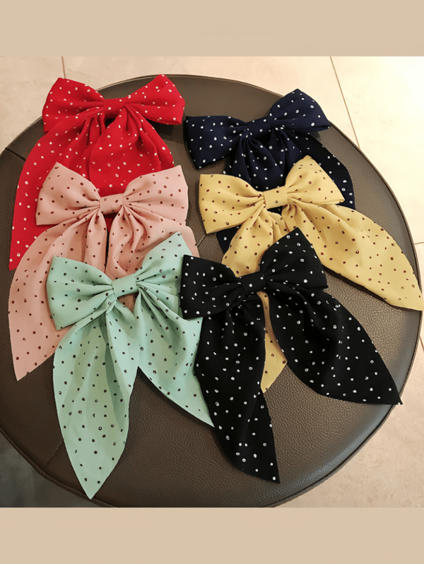 6 piezas de pinzas para el cabello con lazo a lunares, pasadores de mariposa de cocodrilo, accesorios para el cabello dulces con diadema de cinta para mujer