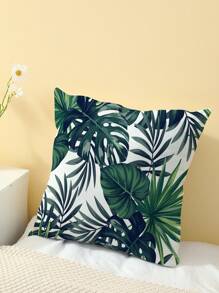 1pc Green Leaf Pattern Printed Cushion Cover, Modern Pillowcase, Single-Side Printed, Sofa, Home Decorative Pillow Cover (Pillow Core Not Included)