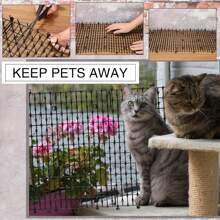 1pc Outdoor Garden Cat Repellent Net, PP Sunscreen Material Cat Spikes Deterrent Mat, Balcony Roof Restricted Area Cat Isolation Net With Cat Spike Nails And Mat (Can Be Trimmed) - Black - View 6