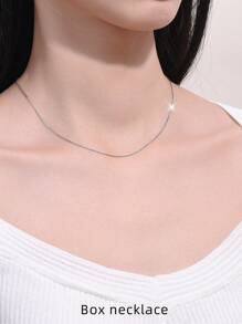 999 Sterling Silver Collarbone Necklace For Women, Silver Content: 92.5%, No Pendant, Stylish & Simple Chain Necklace, Versatile Accessory, Plated In Platinum, Ideal Gift For Friends, Mothers Valentines