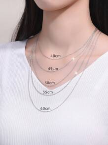 999 Sterling Silver Collarbone Necklace For Women, Silver Content: 92.5%, No Pendant, Stylish & Simple Chain Necklace, Versatile Accessory, Plated In Platinum, Ideal Gift For Friends, Mothers Valentines