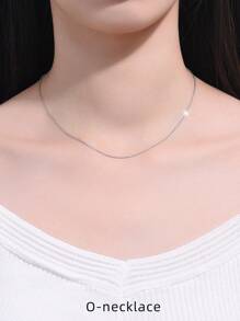 999 Sterling Silver Collarbone Necklace For Women, Silver Content: 92.5%, No Pendant, Stylish & Simple Chain Necklace, Versatile Accessory, Plated In Platinum, Ideal Gift For Friends, Mothers Valentines