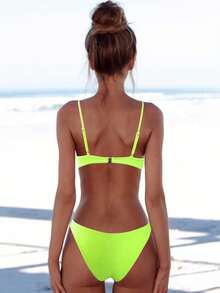 Ladies Fluorescent Green Bra And Swimwear Separates Bikini Set Summer - Yellow - View 2