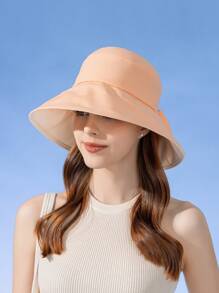 Livesso 1 Sombrero de cubo de dos tonos con moño para mujer, sombrero de ala ancha de protección solar de moda para actividades al aire libre en verano Día de San Valentín - Multicolor - Ver 7