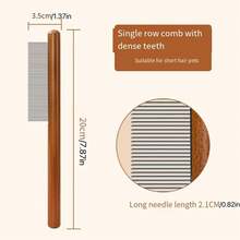貓毛脫落和美容梳，適用於貓狗的跳蚤和壁蝨清除，寵物毛髮去除器和清潔劑 - 紅木色 - 查看 4